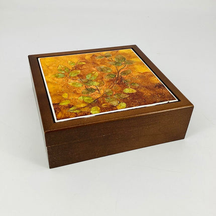 7x7 Walnut Box-w/6x6Tile- Fall Leaves
