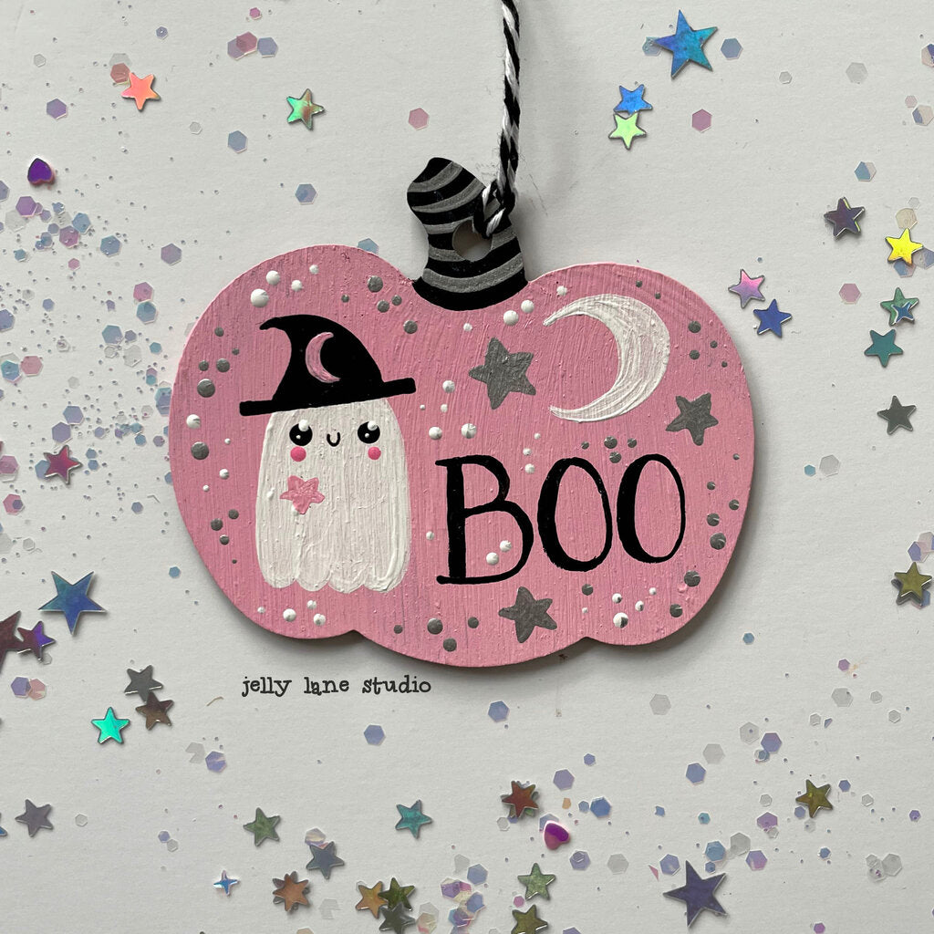 GHOST PUMPKIN ORNAMENT