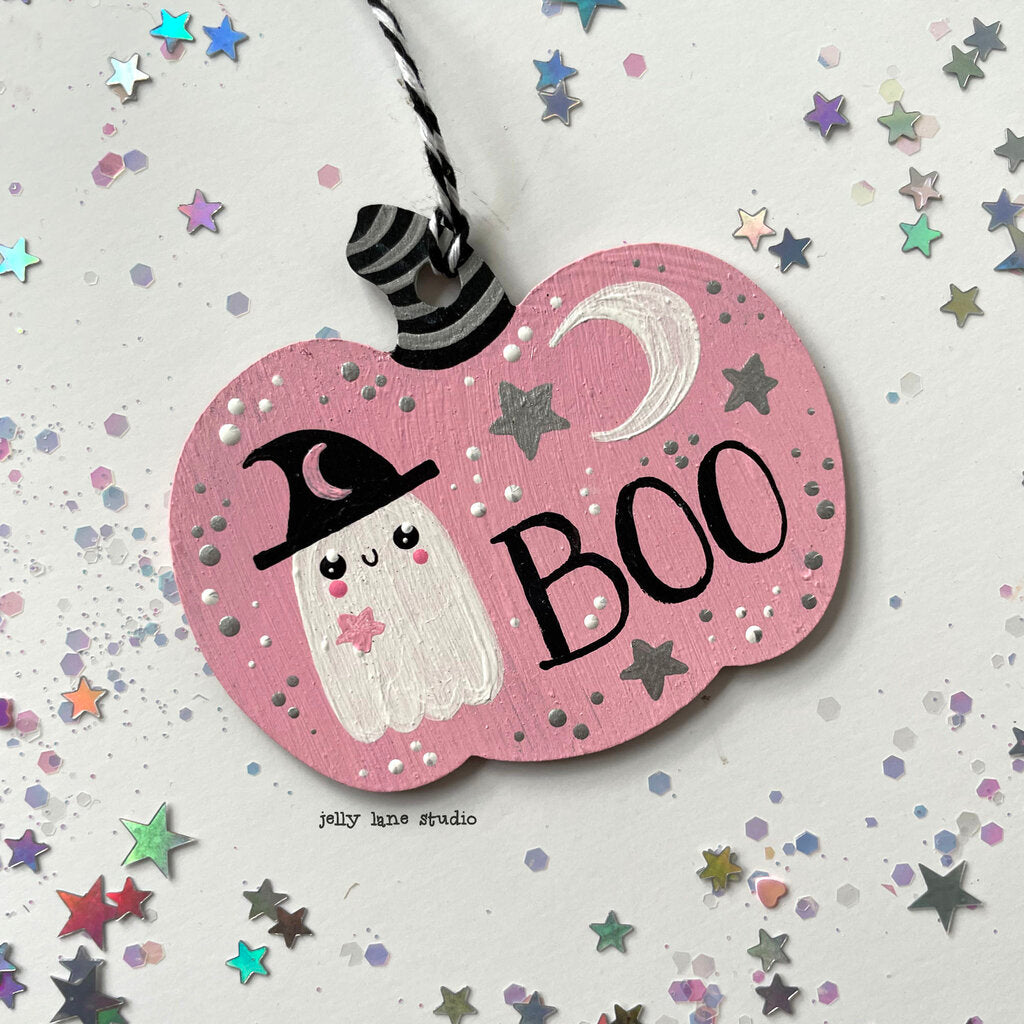 GHOST PUMPKIN ORNAMENT