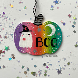 GHOST PUMPKIN ORNAMENT - view 1