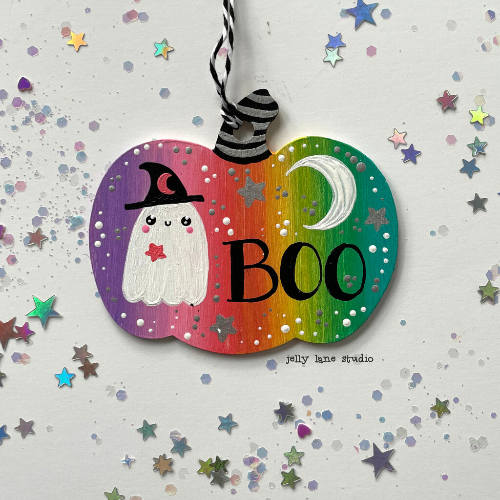 GHOST PUMPKIN ORNAMENT