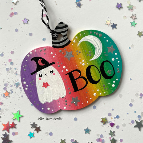 GHOST PUMPKIN ORNAMENT