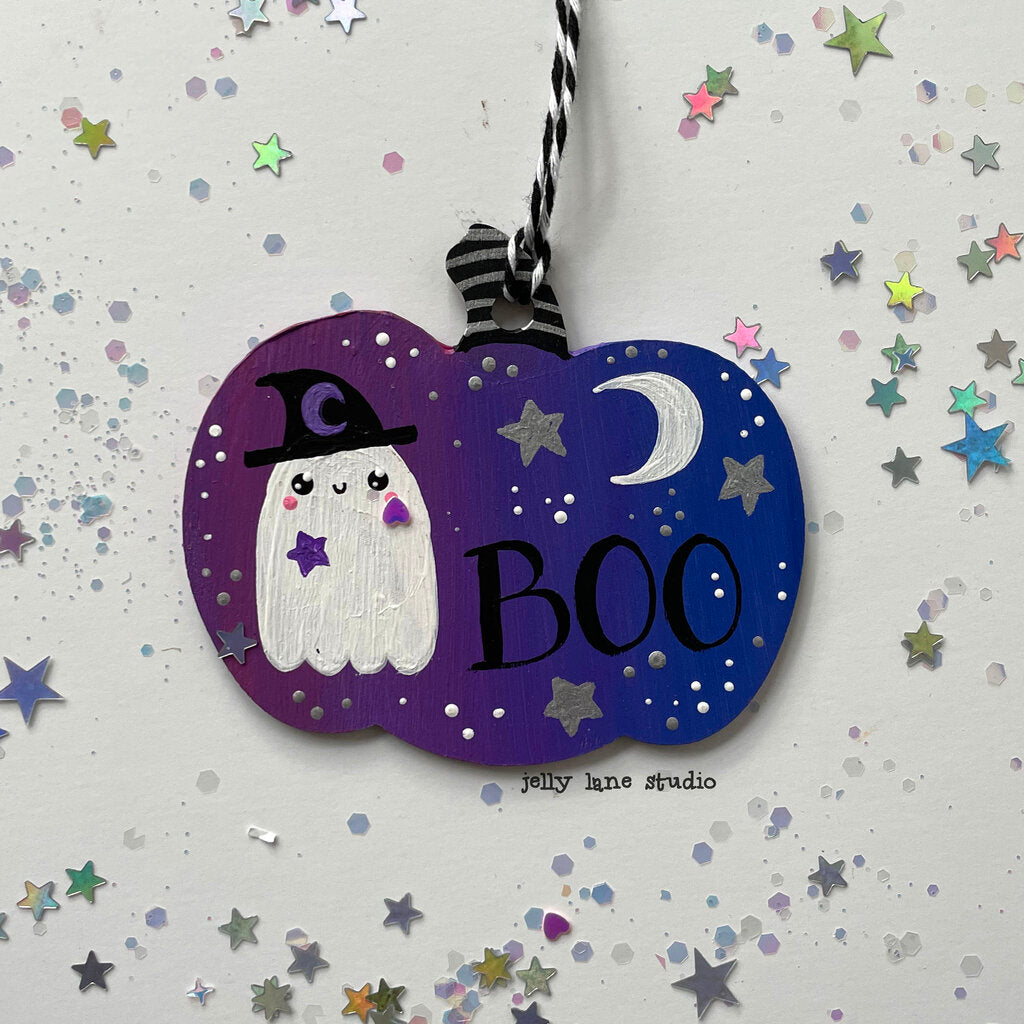 GHOST PUMPKIN ORNAMENT