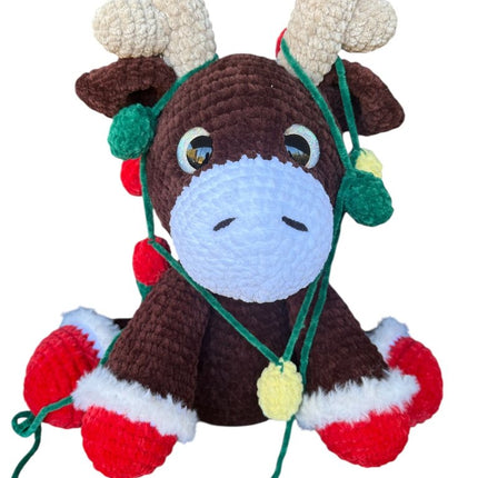 Crocheted reindeer with lights plushie