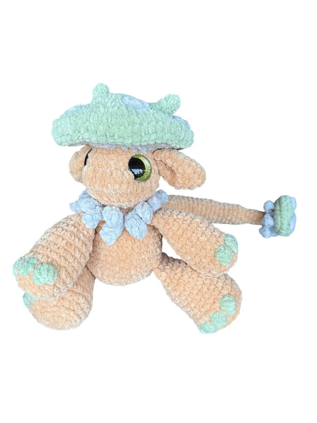 Crocheted mushroom sprite dragon