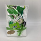 White paper with green and gold