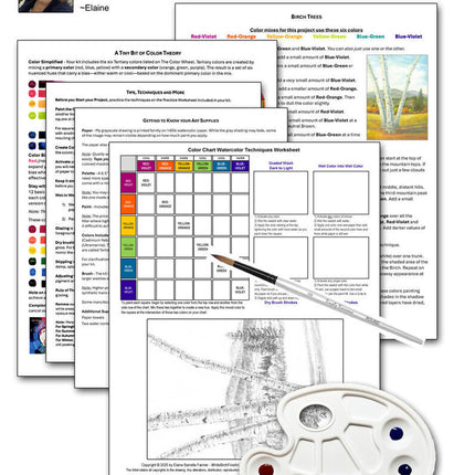 WATERCOLOR ART LESSON KIT Birch Trees