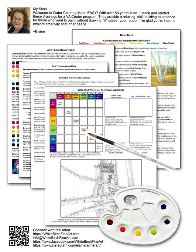 WATERCOLOR ART LESSON KIT Birch Trees