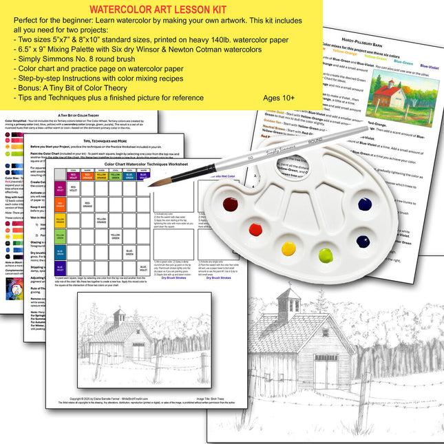 WATERCOLOR ART LESSON KIT Hardy-Pillsbury Barn