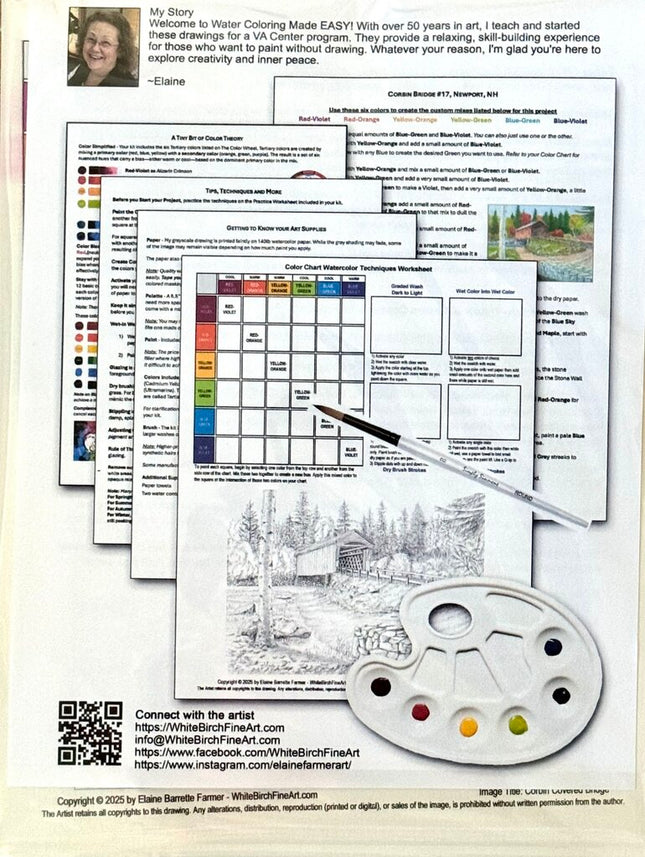 WATERCOLOR ART LESSON KIT Corbin Covered Bridge