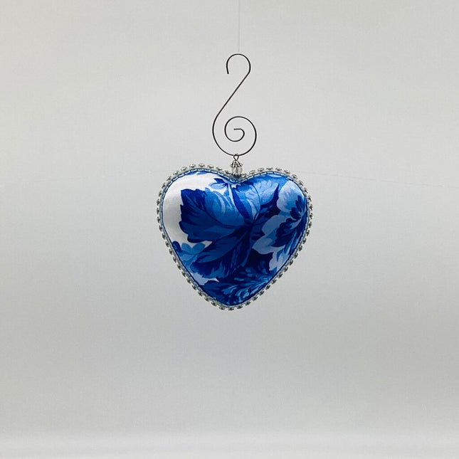 Blue floral heart Shatterproof ornament