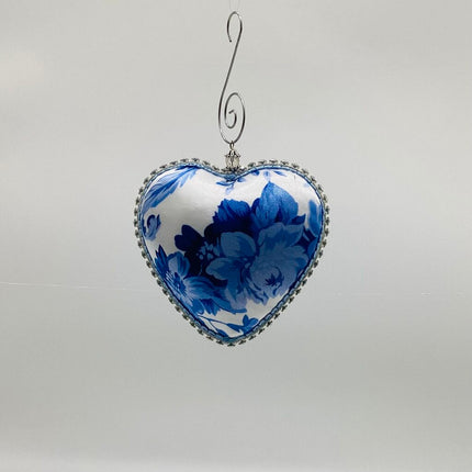 Blue floral heart Shatterproof ornament