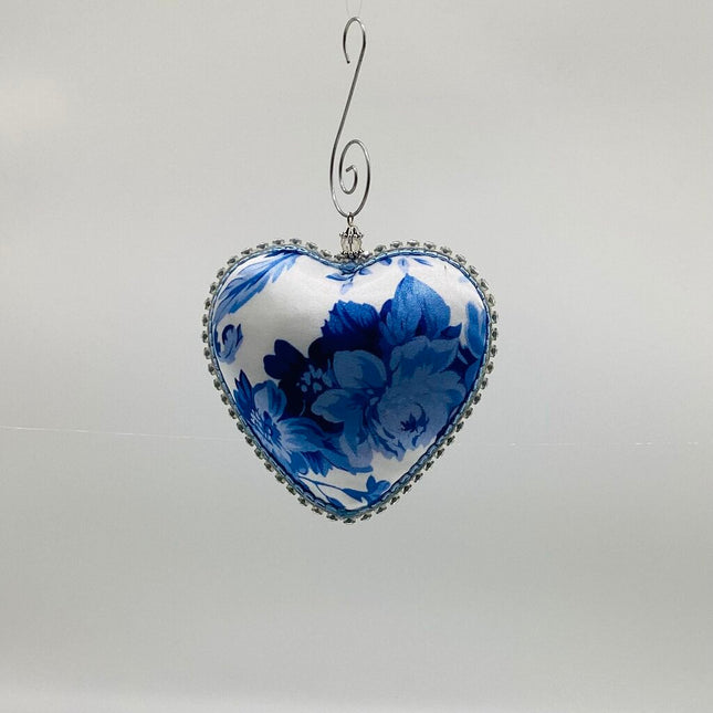 Blue floral heart Shatterproof ornament