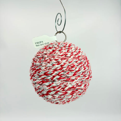 Red and silver sparkle ornament