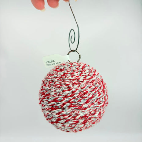 Red and silver sparkle ornament