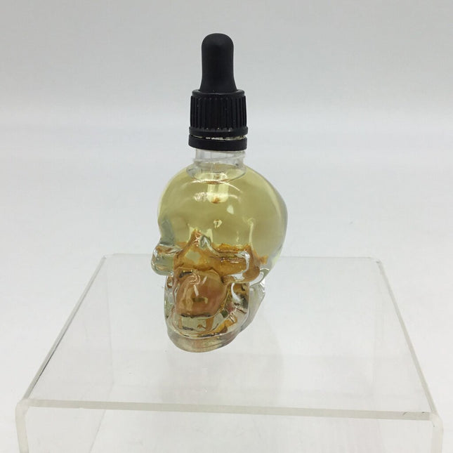 Skull bottle body oil ( glitter) with flowers