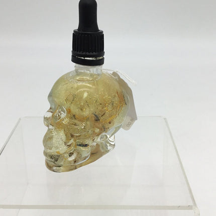 Skull bottle body oil ( glitter) with flowers