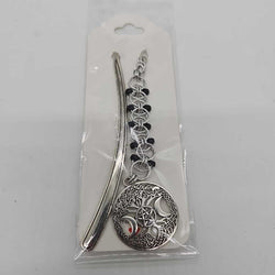 Silver Black Beaded Helm Bookmark Triple Moon Charm on Metal Bookmark - view 3