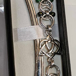 Silver Green Beaded Helm Bookmark Celtic Open Heart Charm on Metal Bookmark - view 3