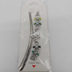 Silver Green Beaded Helm Bookmark Celtic Open Heart Charm on Metal Bookmark - view 3