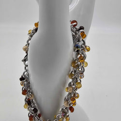 Honey Mix Beaded Shaggy Bracelet 8" long, aluminum - view 1