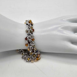 Honey Mix Beaded Shaggy Bracelet 8" long, aluminum - view 3