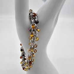 Honey Mix Beaded Shaggy Bracelet 8" long, aluminum - view 2