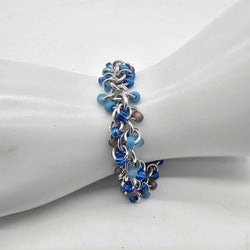 Beach Blues Mix Beaded Shaggy Bracelet 8" long, aluminum - view 3