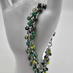 NH Evergreen Mix Beaded Shaggy Bracelet 8" long, aluminum - view 1