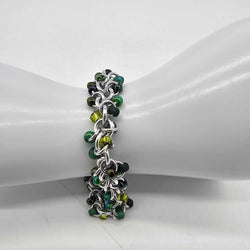 NH Evergreen Mix Beaded Shaggy Bracelet 8" long, aluminum - view 3