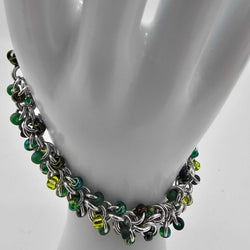 NH Evergreen Mix Beaded Shaggy Bracelet 8" long, aluminum - view 2
