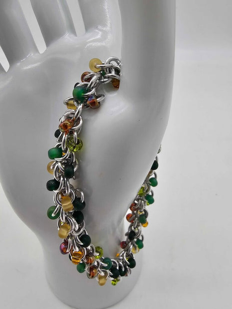 NH Forests Mix Beaded Shaggy Bracelet 8" long, aluminum