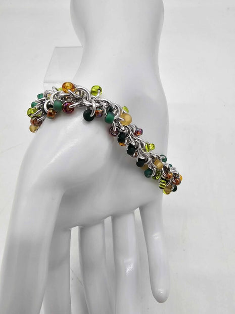 NH Forests Mix Beaded Shaggy Bracelet 8" long, aluminum