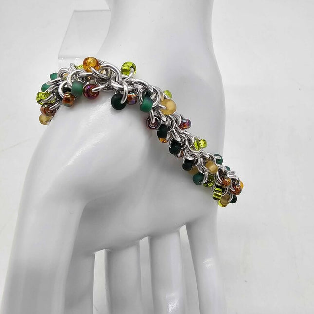 NH Forests Mix Beaded Shaggy Bracelet 8" long, aluminum