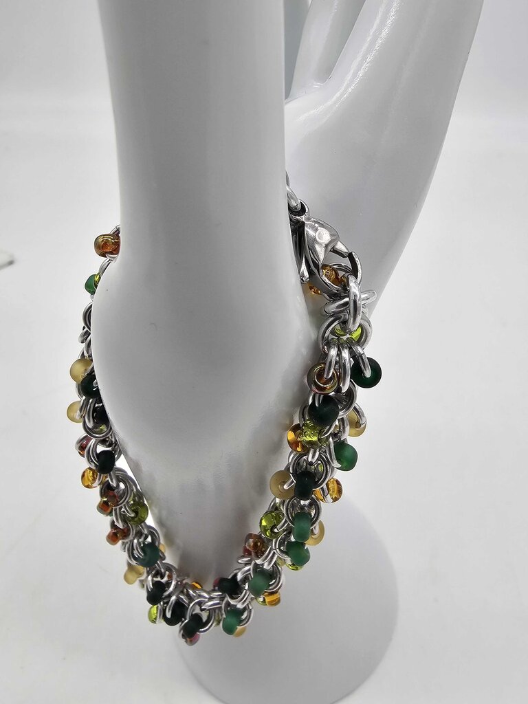 NH Forests Mix Beaded Shaggy Bracelet 8" long, aluminum