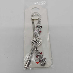 Silver Red Beaded Helm Bookmark Celtic Heart Charm on Metal Bookmark - view 3