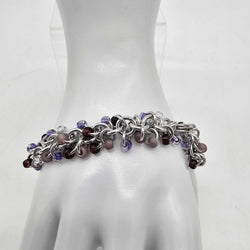 Lilac Purples Mix Beaded Shaggy Bracelet 8" long, aluminum - view 5
