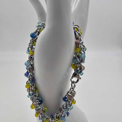 Lavender Garden Mix Beaded Shaggy Bracelet 8" long, aluminum - view 3