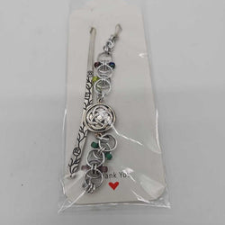 Silver Reds, Greens, Yellows Beaded Helm Bookmark Celtic Charm on Metal Flowers Bookmark - view 2