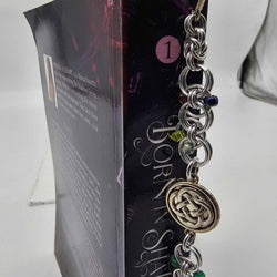 Silver Reds, Greens, Yellows Beaded Helm Bookmark Celtic Charm on Metal Flowers Bookmark - view 3