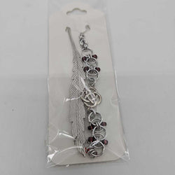 Silver Purples Beaded Helm Bookmark Celtic Knot Charm on Metal Feather Bookmark - view 2