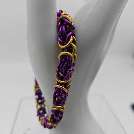 16g Purple Gold Aluminum Byzantine Bracelet 7.5 inch