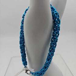 18g Turquoise Anodized Aluminum Byzantine Bracelet 8 inch - view 2