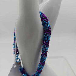 18g Turquoise Purple Anodized Aluminum Byzantine Bracelet 8 inch - view 1