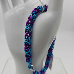 18g Turquoise Purple Anodized Aluminum Byzantine Bracelet 8 inch - view 2