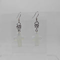 Silver Half Byzantine with Opalite Cross Earrings