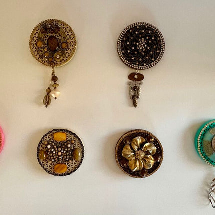 FALL COLOR MAGNETS DECORATED w/ VTG JEWERLY
