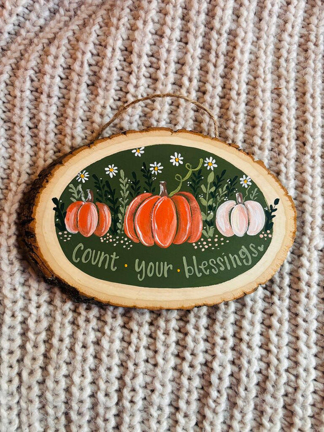 Count your blessings pumpkin sign