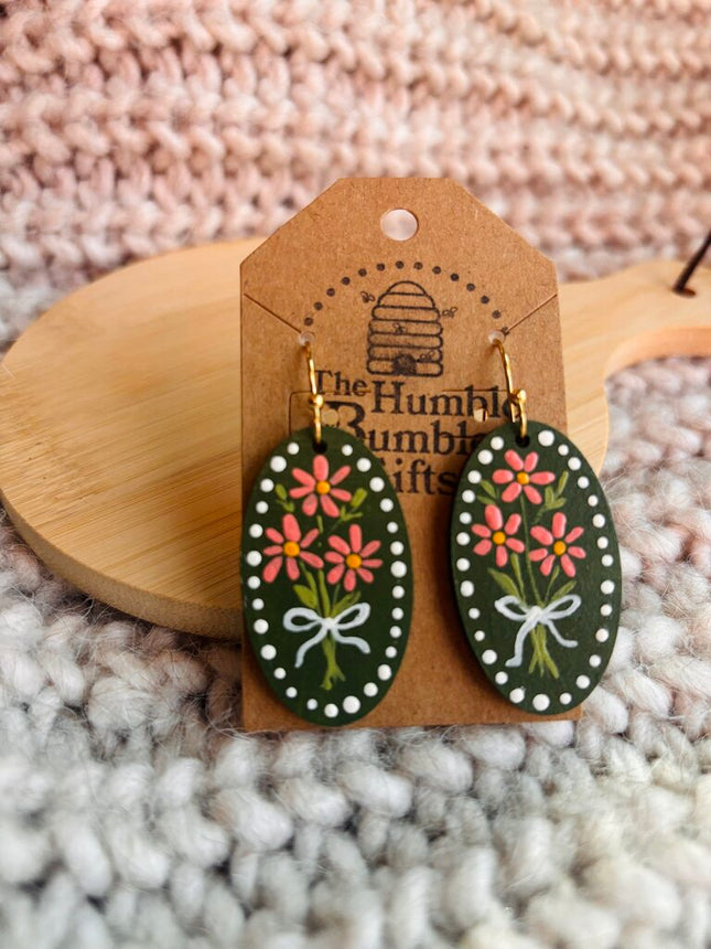 Green bouquet earrings