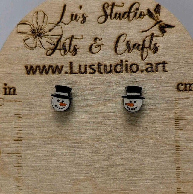 Earrings - Post Snowman face